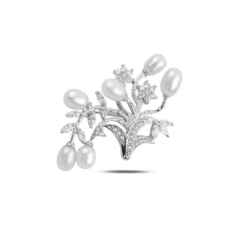 Pearl & CZ Brooch - BR92716