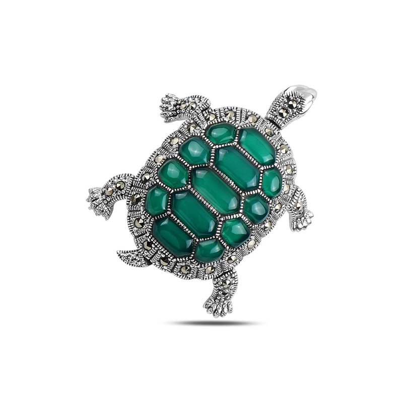 Turtle Gemstone & Marcasite Brooch & Pendant - P92750