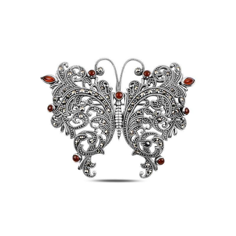 Butterfly Gemstone & Marcasite Brooch & Pendant - P92755