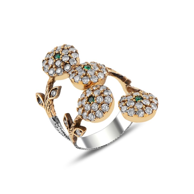 Ottoman Style Adjustable Size CZ Ring - R92941