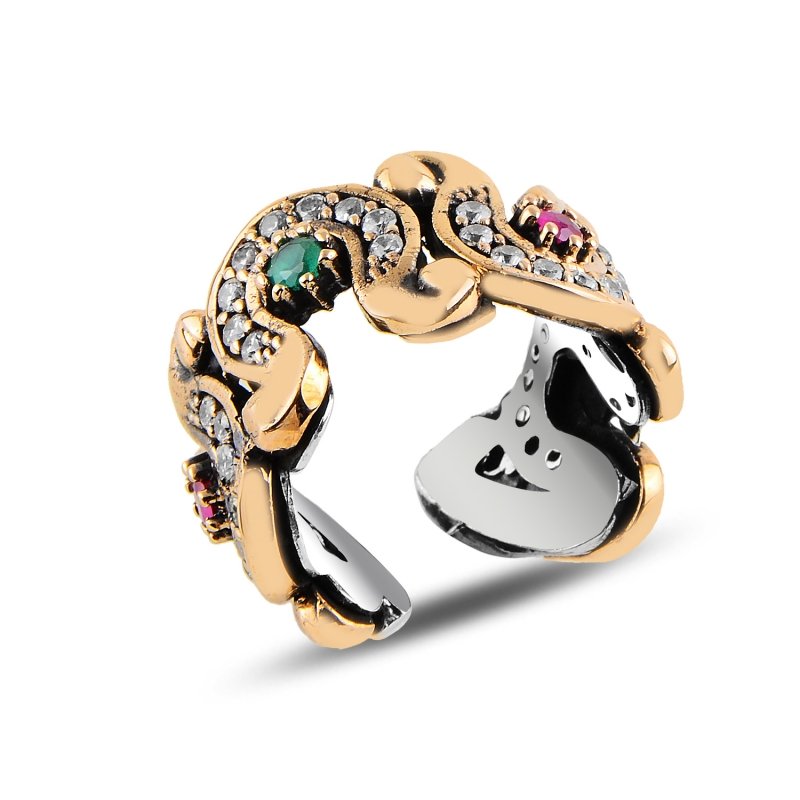 Ottoman Style Adjustable Size CZ Ring - R92958