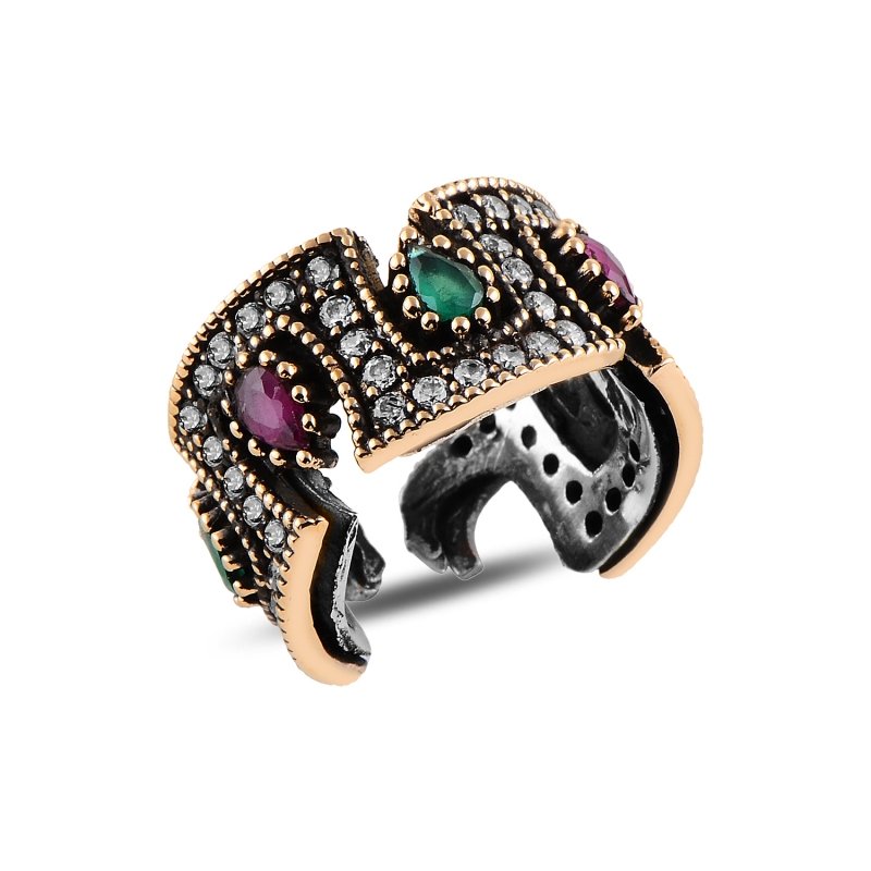 Ottoman Style Adjustable Size CZ Ring - R92959