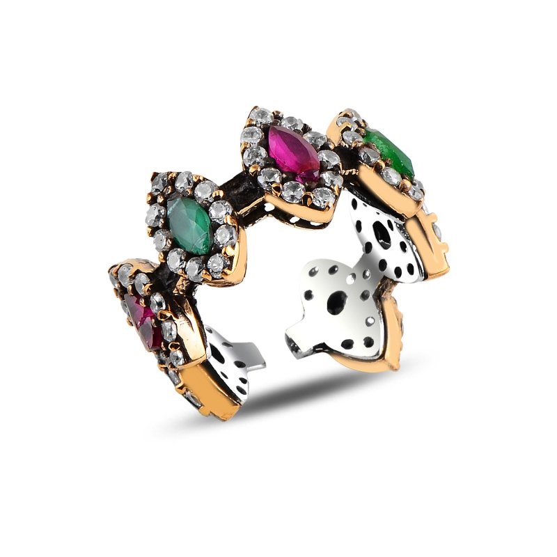 Ottoman Style Adjustable Size CZ Ring - R92961