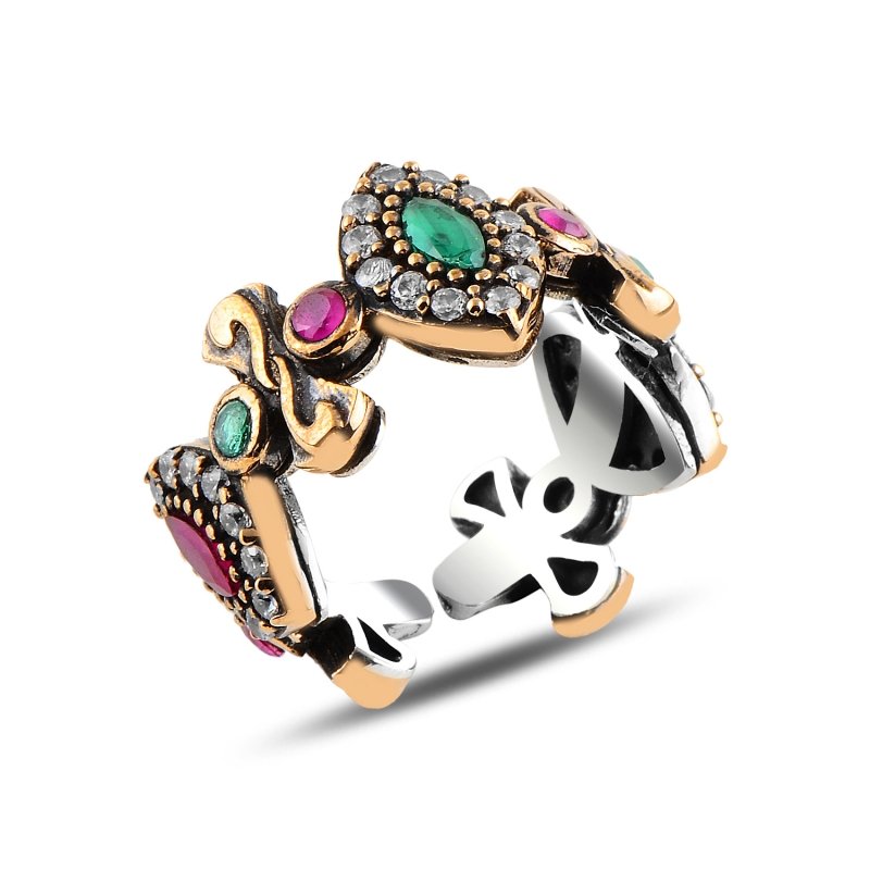 Ottoman Style Adjustable Size CZ Ring - R92962