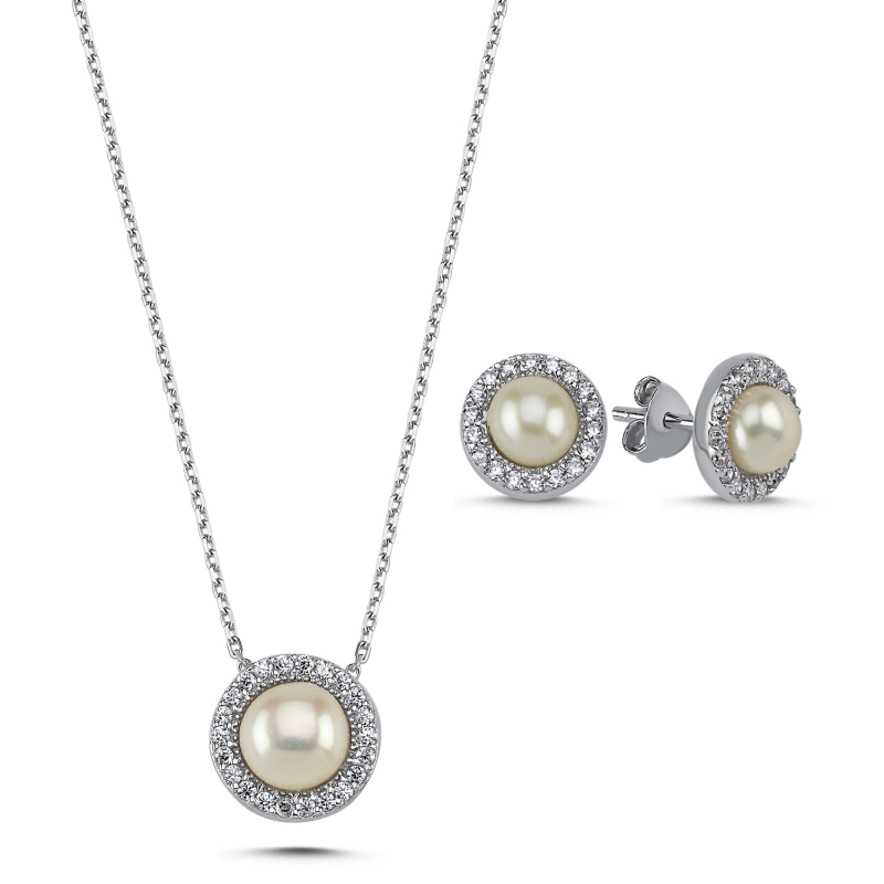 Pearl CZ Halo Set - S92965