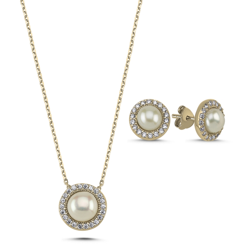 Pearl CZ Halo Set - S92965