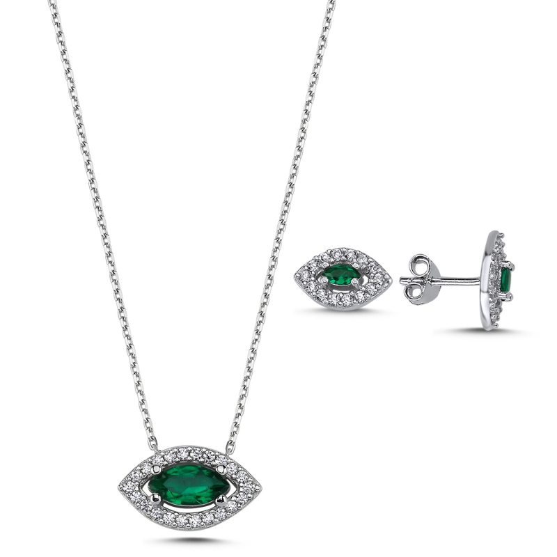 Marquise Colored CZ Solitaire Halo Set - S92968