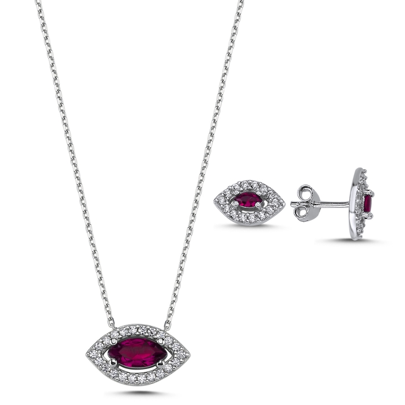 Marquise Colored CZ Solitaire Halo Set - S92968