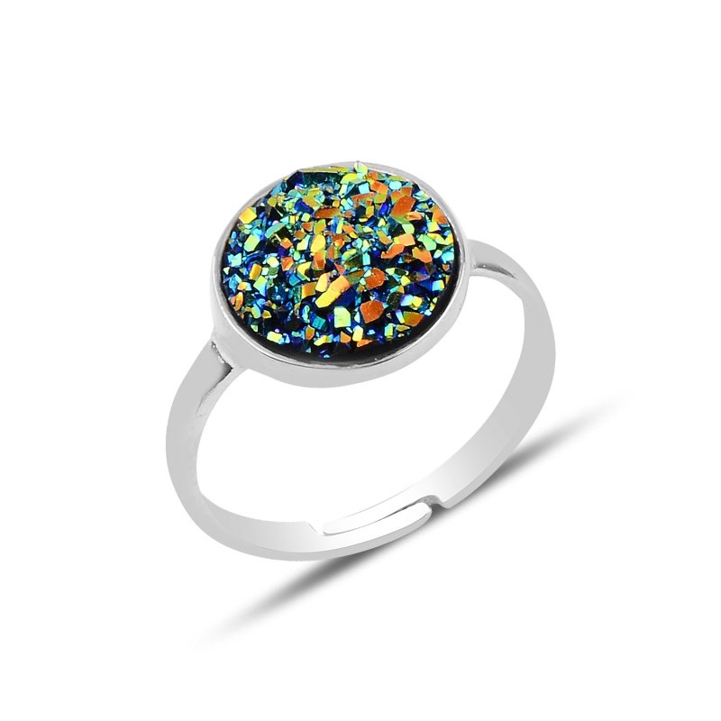Round Druzy Adjustable Size CZ Ring - R92972