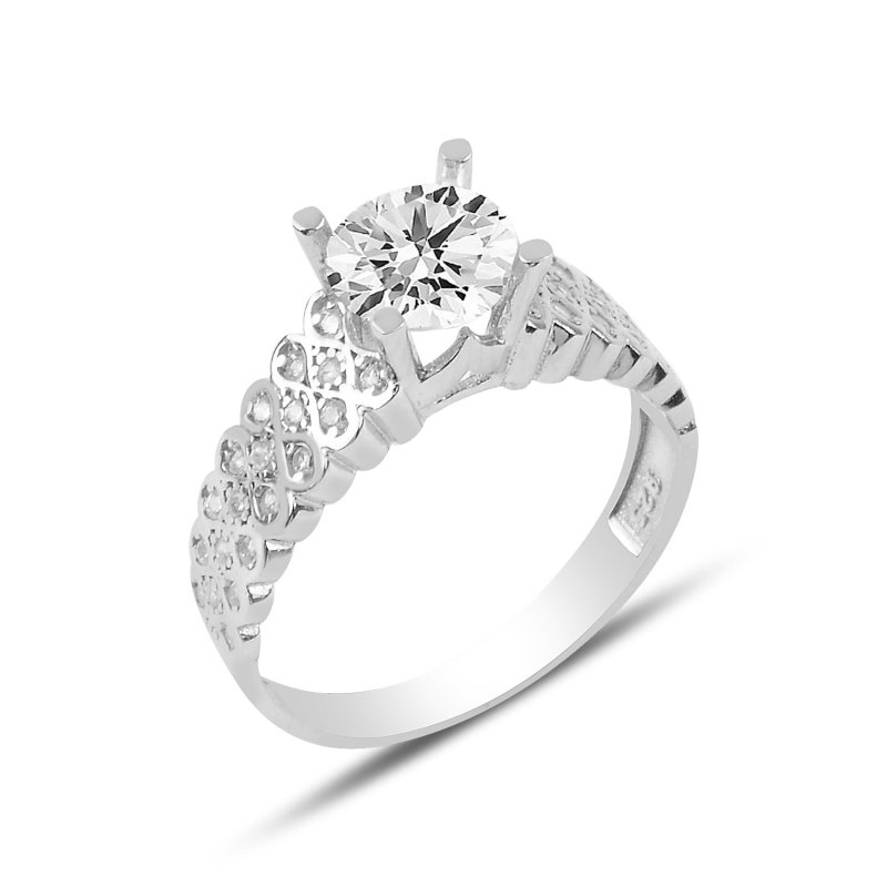 Half Eternity & Solitaire CZ Ring - R92988