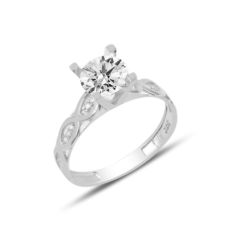Half Eternity & Solitaire CZ Ring - R92991