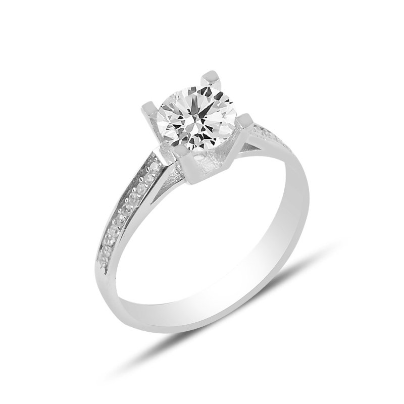 Half Eternity & Solitaire CZ Ring - R92992
