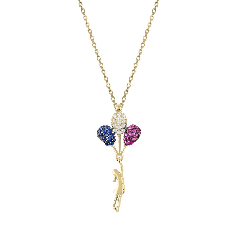 Girl With Balloon CZ Necklace - N92996