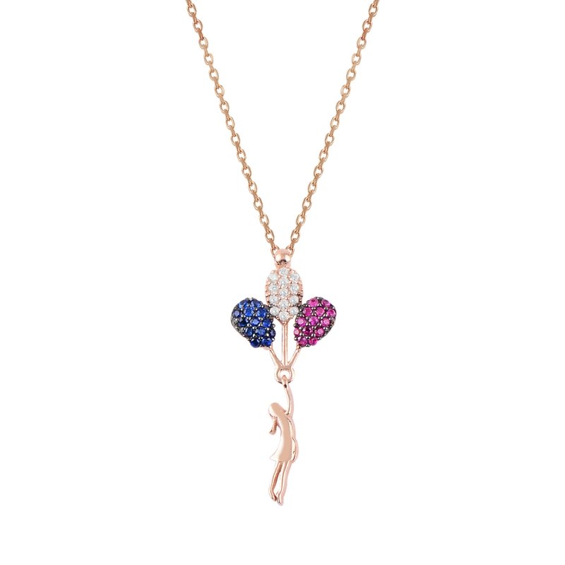 Girl With Balloon CZ Necklace - N92996