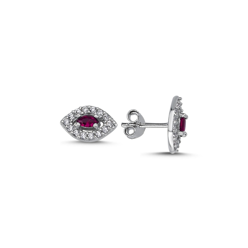 Halo Solitaire Marquise Colored CZ Stud Earrings - E93004