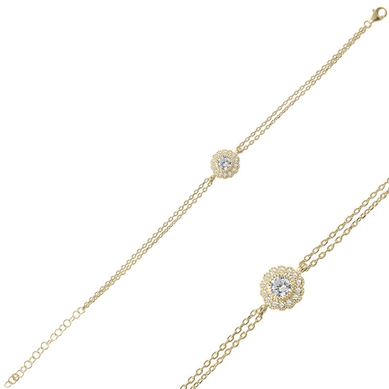Solitaire Halo CZ Bracelet - B93034