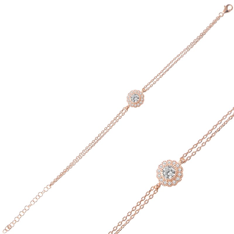 Solitaire Halo CZ Bracelet - B93034