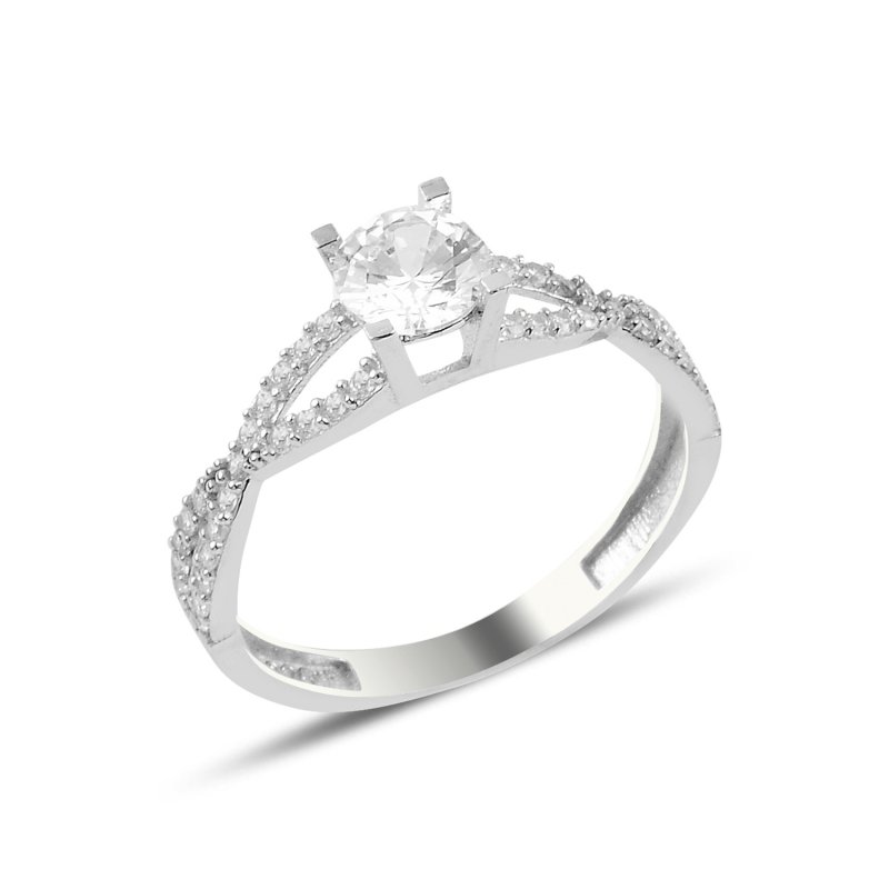 Half Eternity & Solitaire CZ Ring - R93629