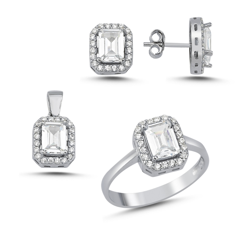 Solitaire Baguette CZ Set - S93632