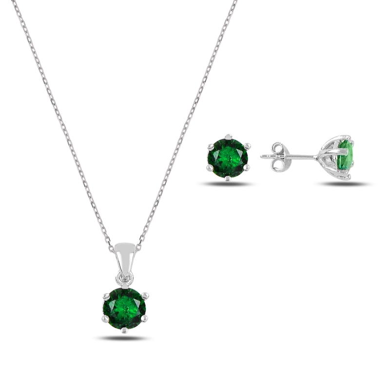 Round Colored CZ Solitaire Set - S93743