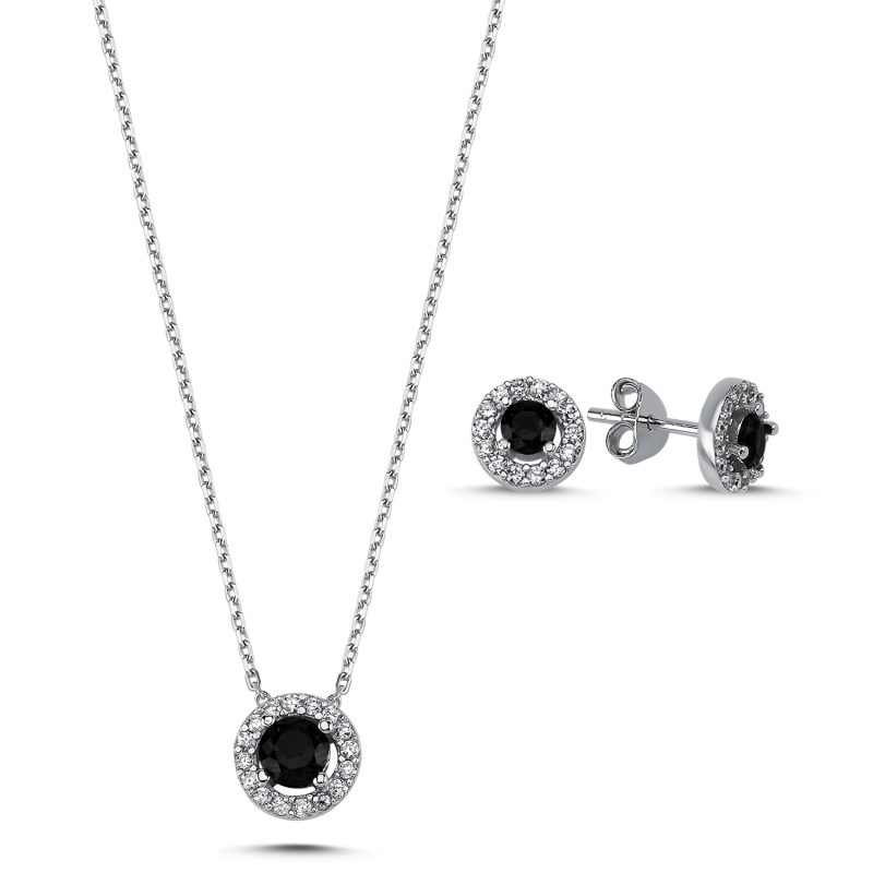 Round Colored CZ Halo Set - S93744