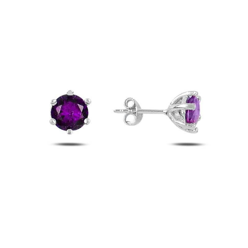 Solitaire 6mm Colored CZ Stud Earrings - E93760