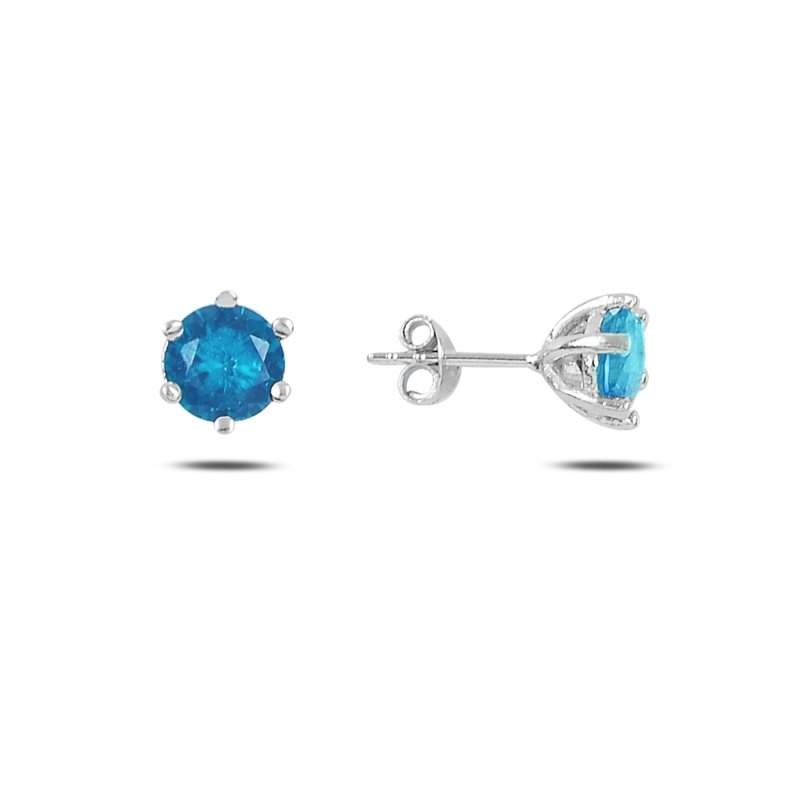 Solitaire 6mm Colored CZ Stud Earrings - E93760