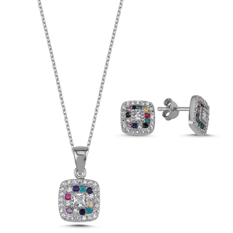 Square Mix CZ Set - S93770