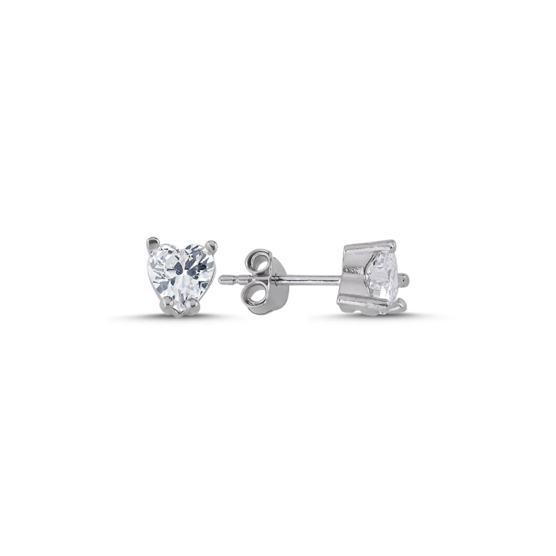 Heart CZ Solitaire Stud Earrings - E93778
