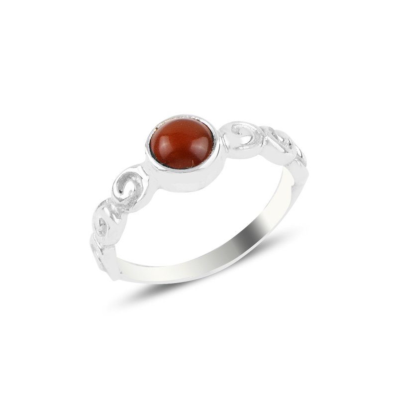 Red Agate Solitare Ring - R93814