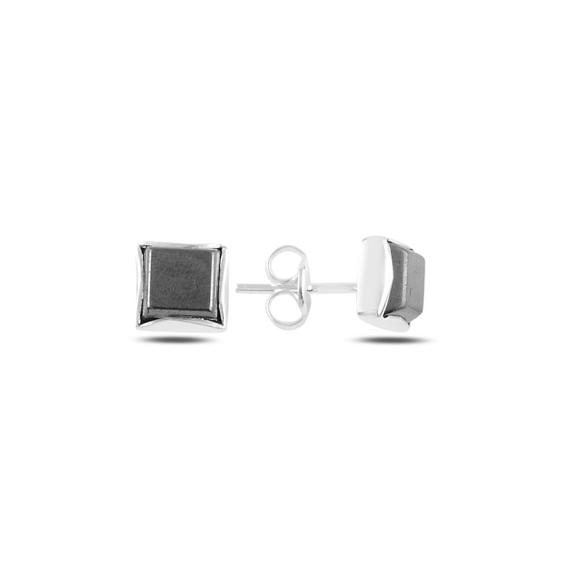 Square Hematite Stud Earrings - E93838