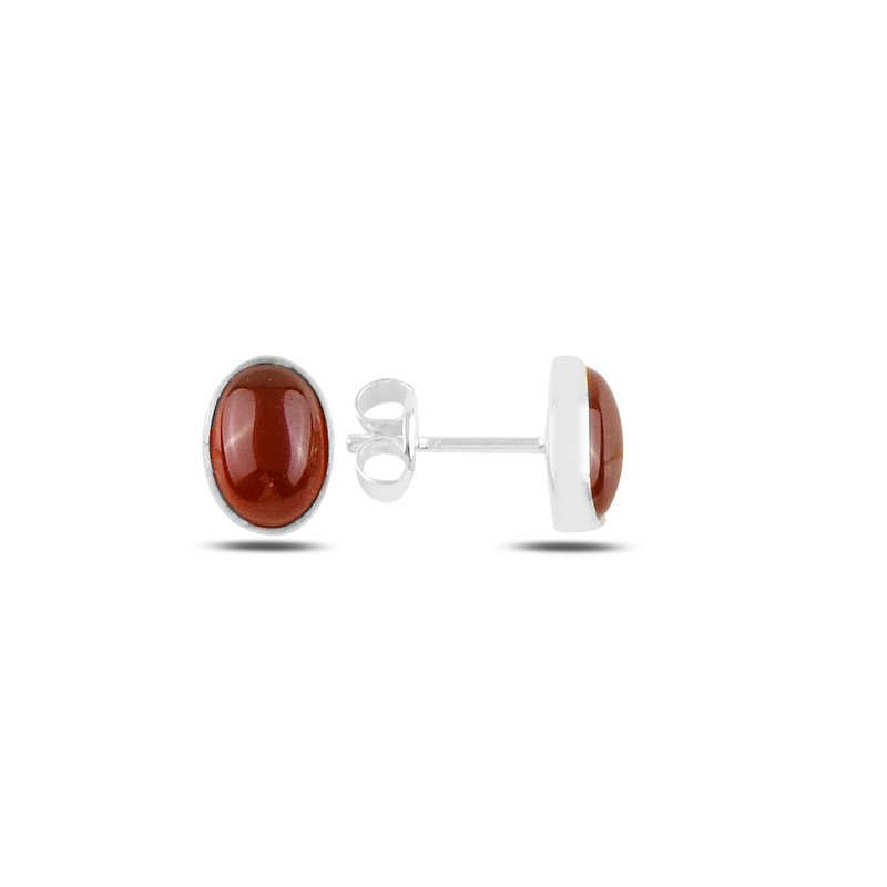 Oval Red Agate Stud Earrings - E93841