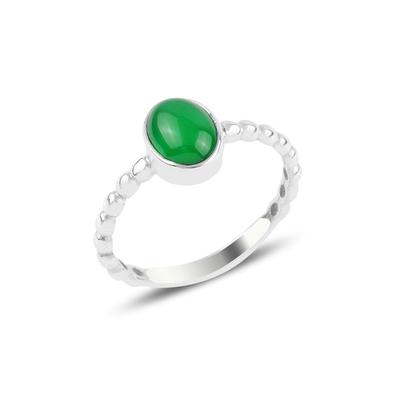 Green Agate Solitaire Ring - R93893