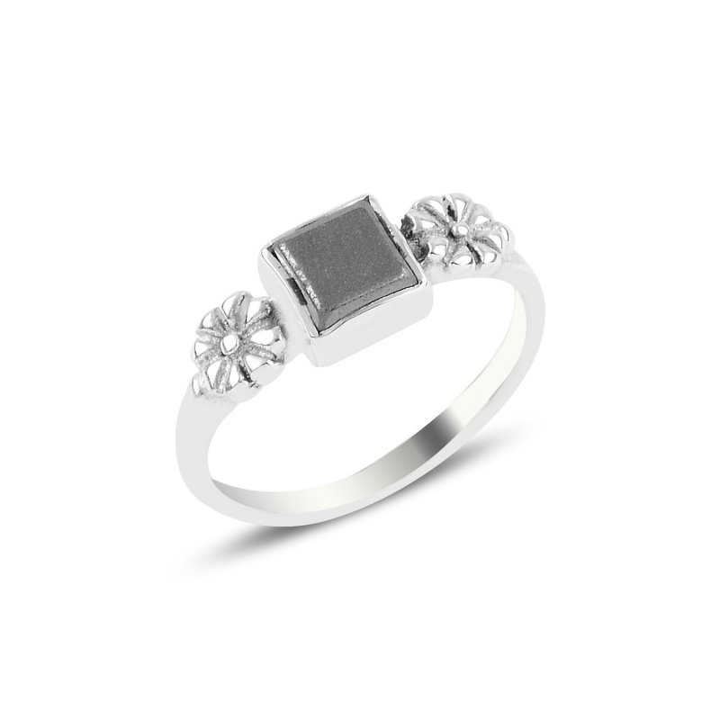 Hematite Daisy Solitaire Ring - R93977