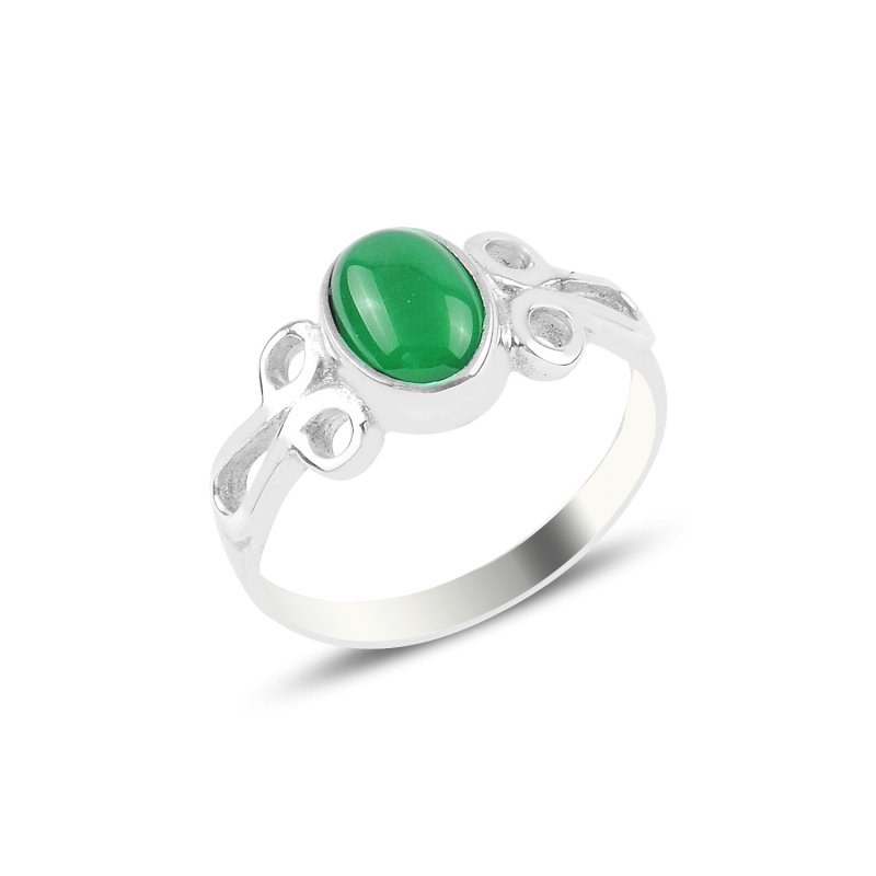 Green Agate Solitaire Ring - R93989