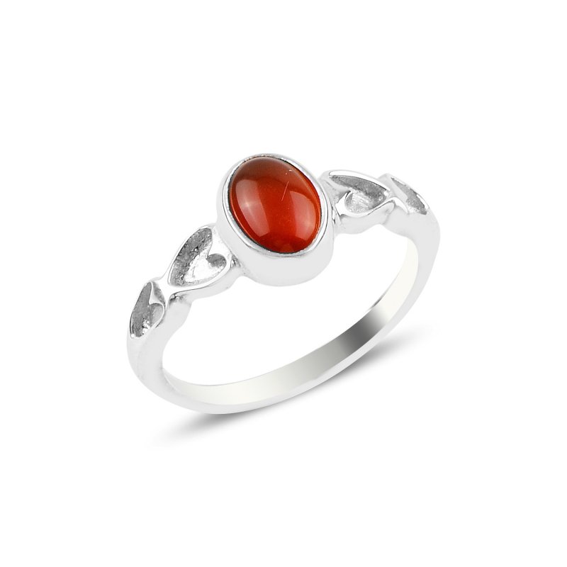 Red Agate Solitaire Ring - R94008