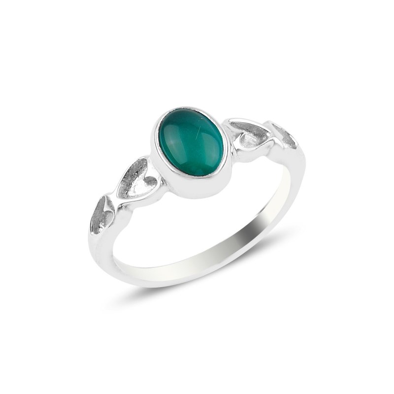 Green Agate Solitaire Ring - R94013