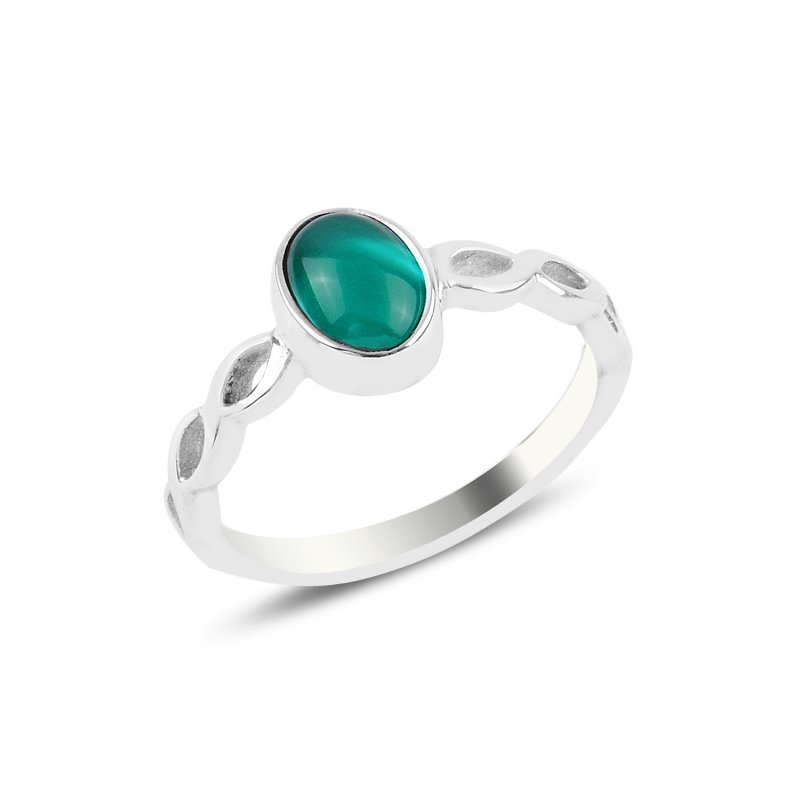 Green Agate Solitaire Ring - R94028