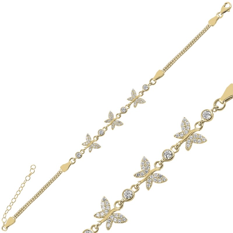 CZ Butterfly Box Chain Bracelet - B94042