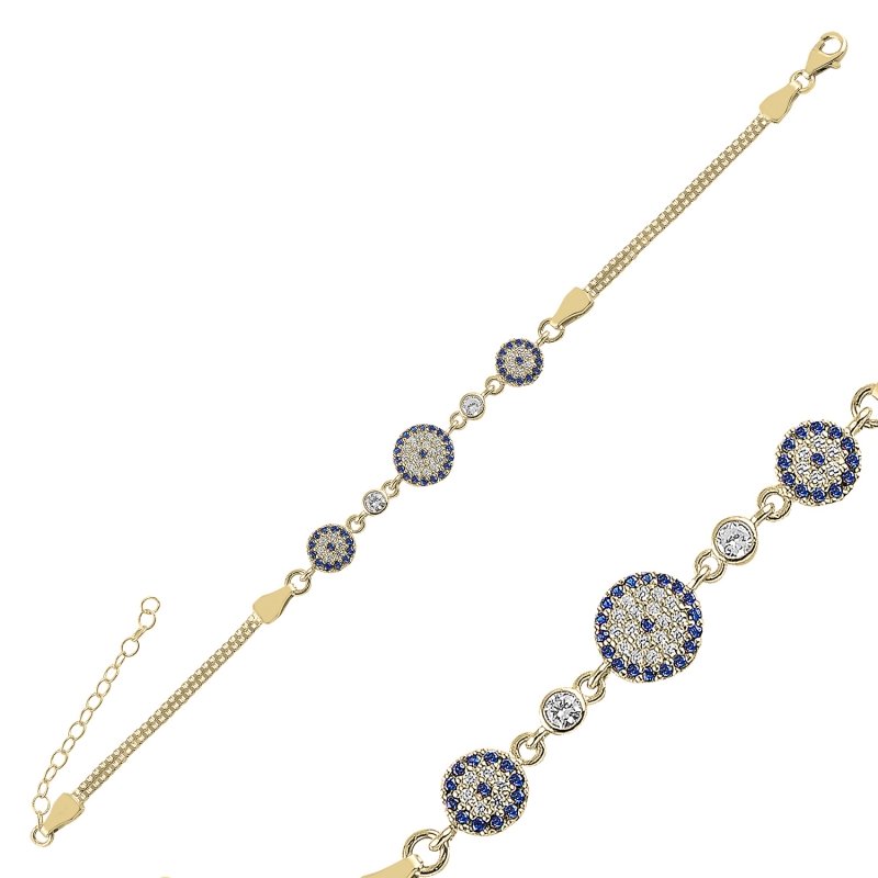 CZ Evil Eye Box Chain Bracelet - B94046