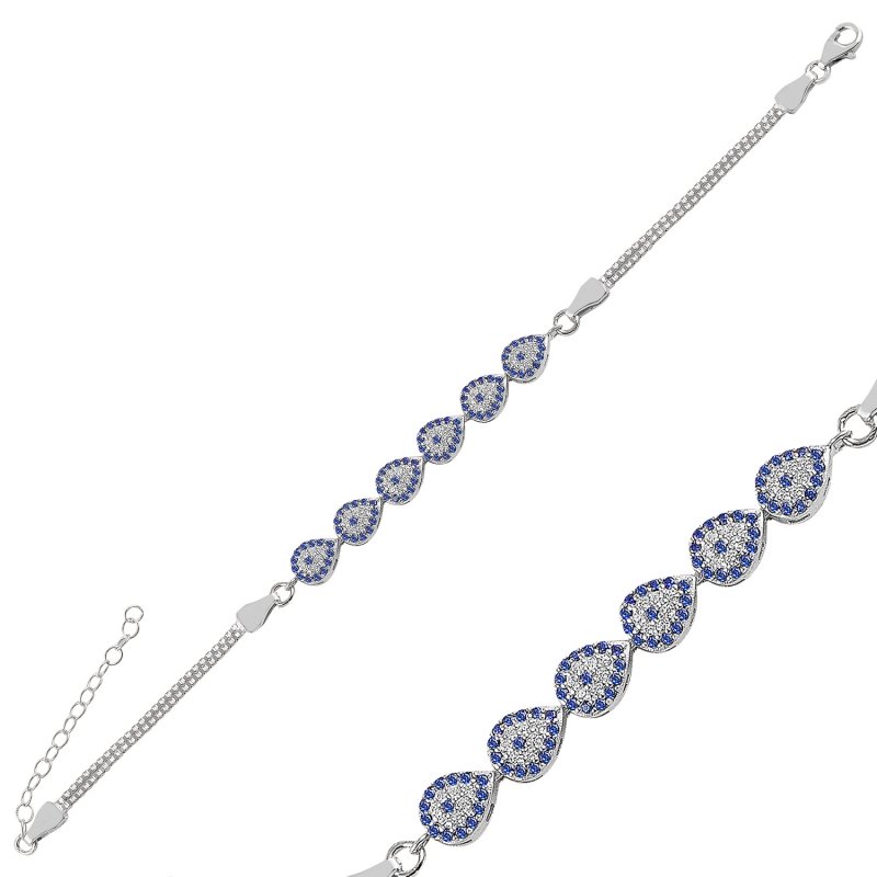 CZ Evil Eye Box Chain Bracelet - B94048