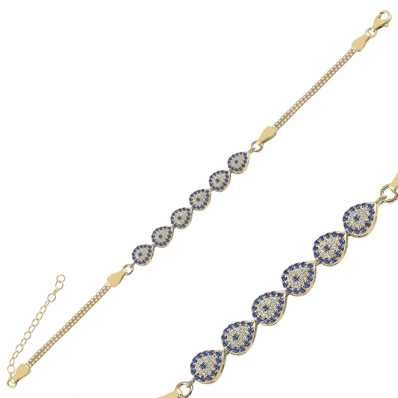 CZ Evil Eye Box Chain Bracelet - B94048