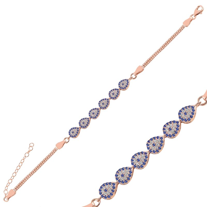 CZ Evil Eye Box Chain Bracelet - B94048