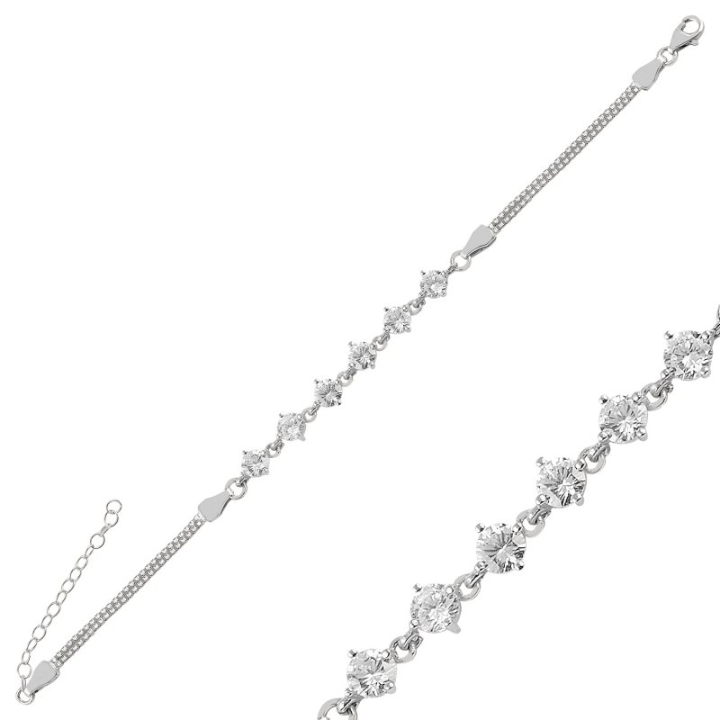 CZ Box Chain Tennis Bracelet - B94051