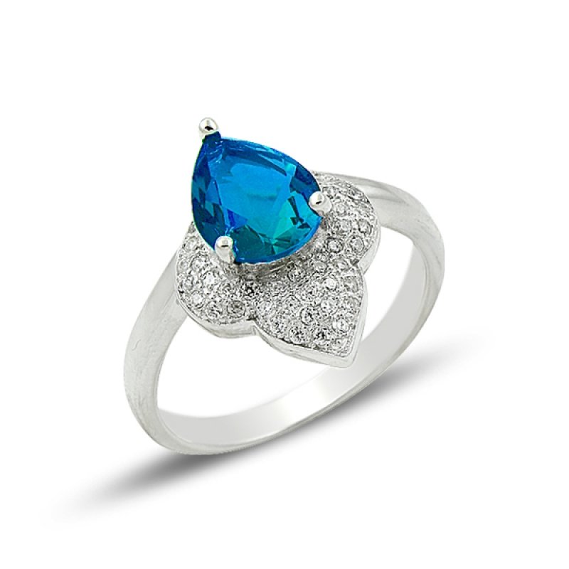 Aquamarine CZ Solitaire Ring - R94075