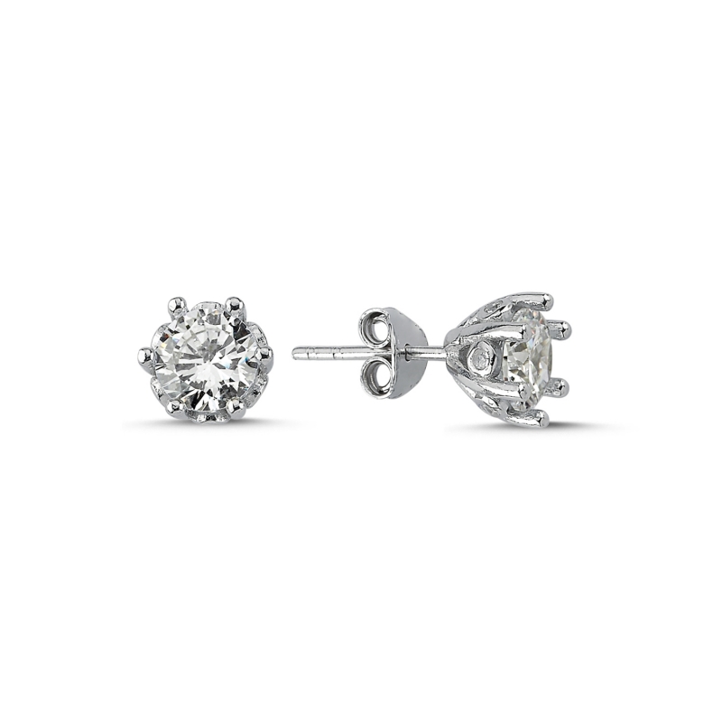 CZ Solitaire Stud Earrings - E94142