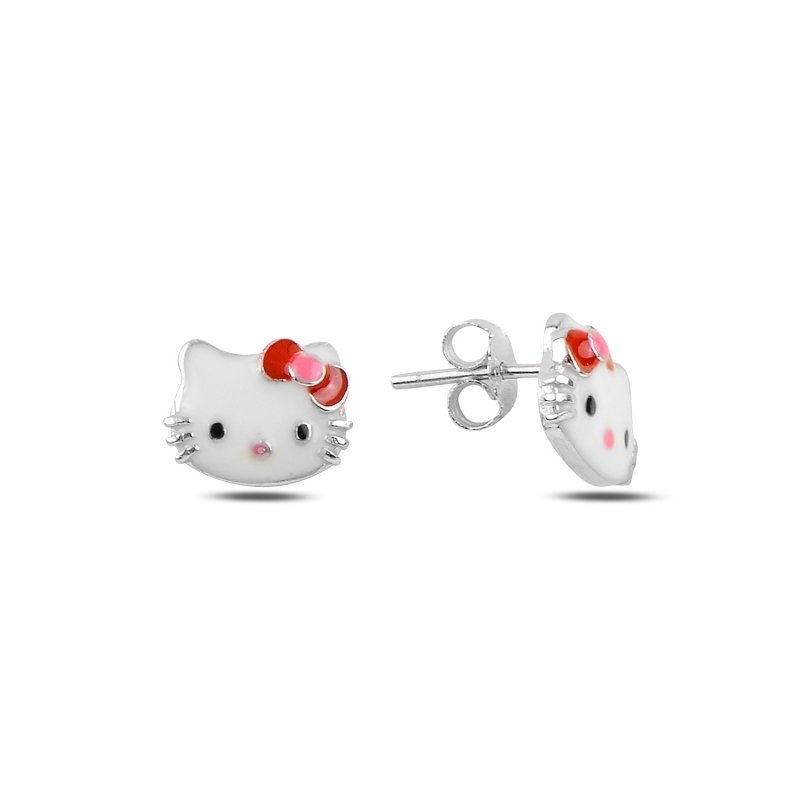 Kitty Enamel Stud Earrings - E94452