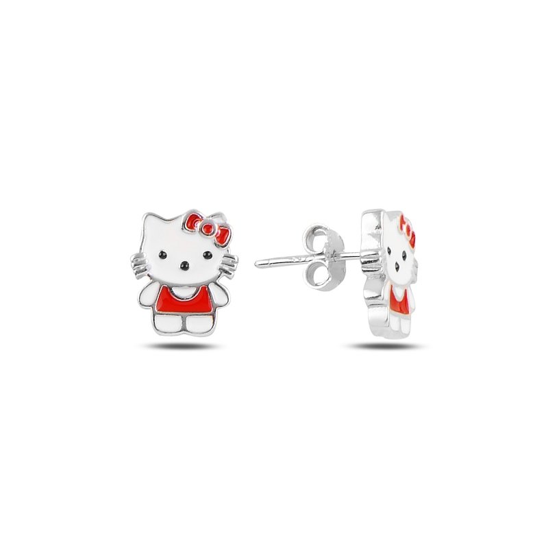 Kitty Enamel Stud Earrings - E94453