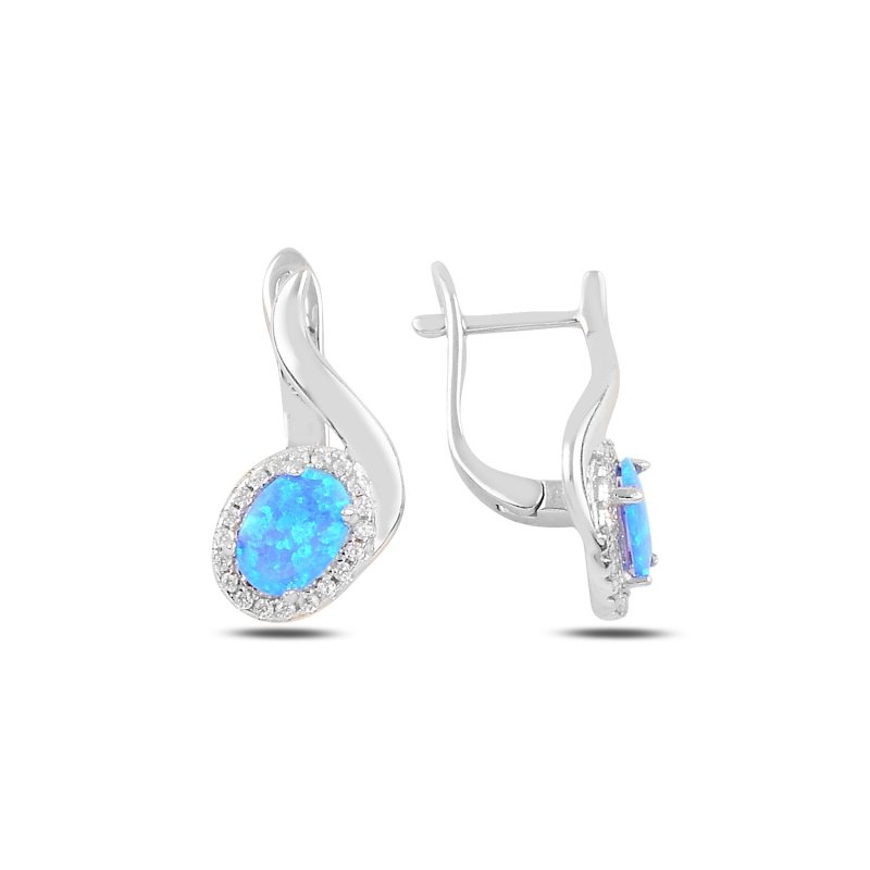 Opal & CZ Latch Back Earrings - E94473