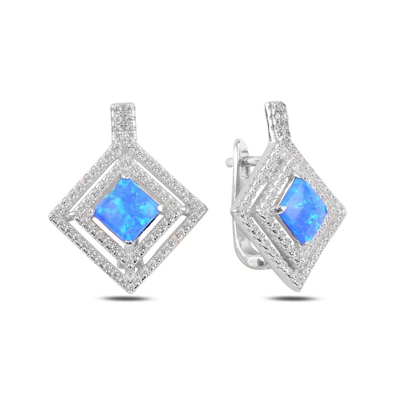 Opal & CZ Latch Back Earrings - E94475
